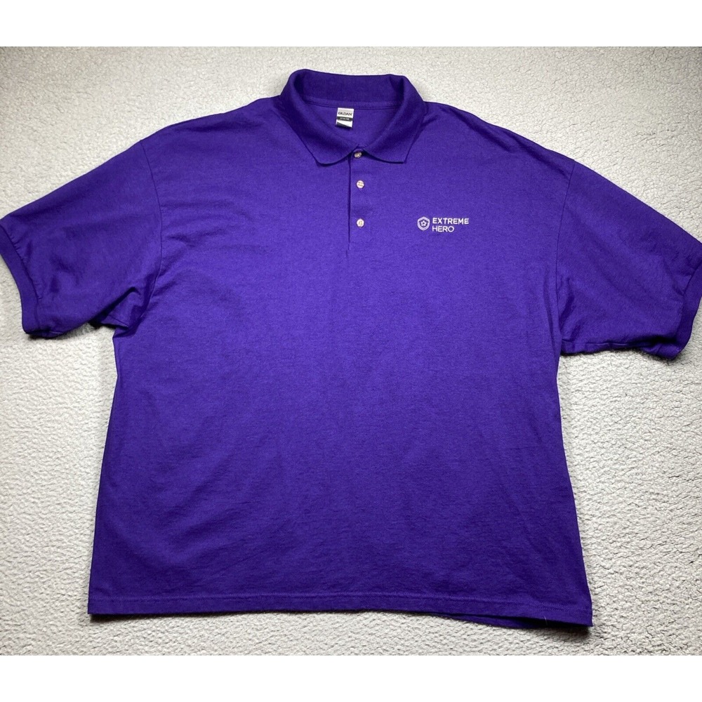 Extreme Hero Polo Shirt Mens 3XL Purple Short Sleeve Collared Gildan Dry‎ Blend